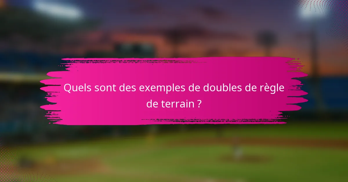 Quels sont des exemples de doubles de règle de terrain ?